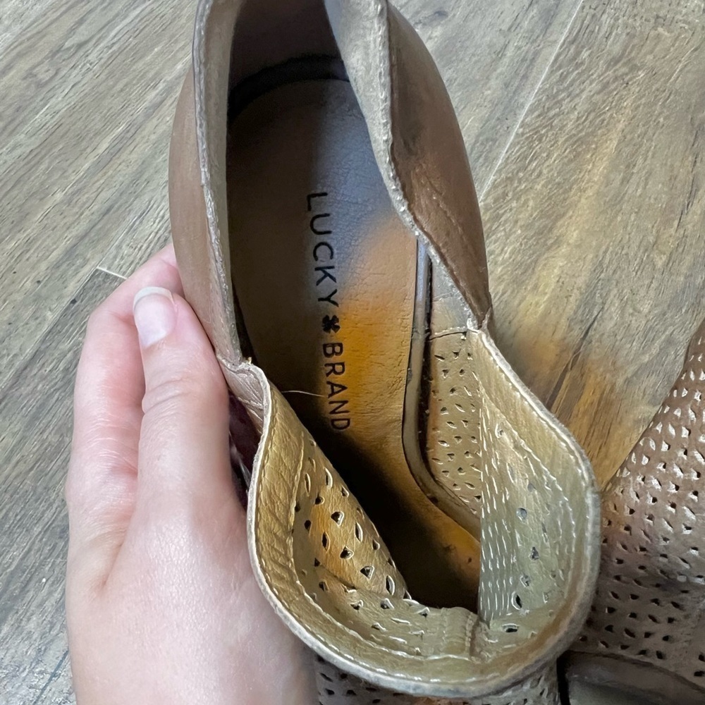 CLEAR-OUT Lucky Brand Lively Tan Perforated Booties - Picture 6 of 9